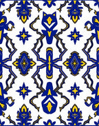 Royal Blue Yellow Ceramic Tile Rug