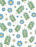Blue Daisy Green Leaf Scatter Rug
