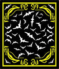 Black Yellow White Bat Swarm Rug
