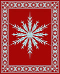 Crimson Snowflake Festive Border Rug