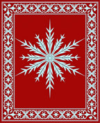 Crimson Snowflake Festive Border Rug