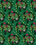 Vibrant Floral Berries on Green Background Rug