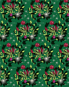 Vibrant Floral Berries on Green Background Rug