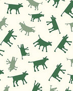 Dark Green Whimsical Cow Field Rug