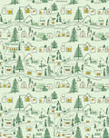 Cozy Village Pine Trees Lights Rug