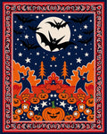 Spooky Night Halloween Bat Pumpkin Border Rug