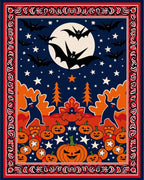 Spooky Night Halloween Bat Pumpkin Border Rug