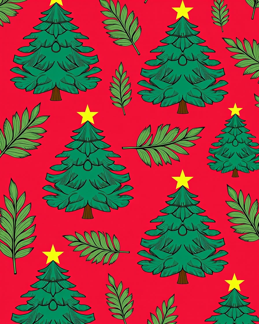 Christmas Trees with Yellow Stars Rug