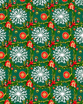 Green Christmas Snowflakes Ornaments Border Rug