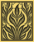 Black Leafy Flourish Art Deco Rug