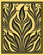 Black Leafy Flourish Art Deco Rug