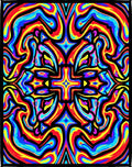 Vibrant Psychedelic Swirl Colorburst Rug