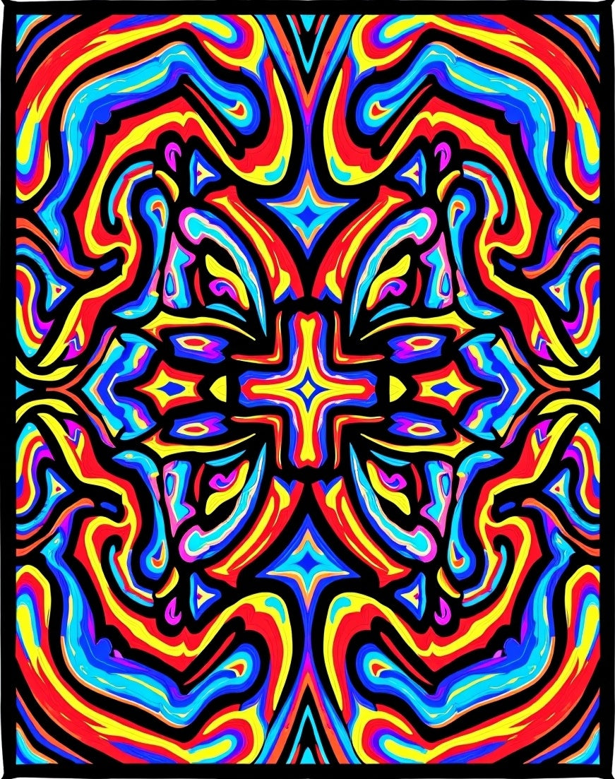 Vibrant Psychedelic Swirl Colorburst Rug