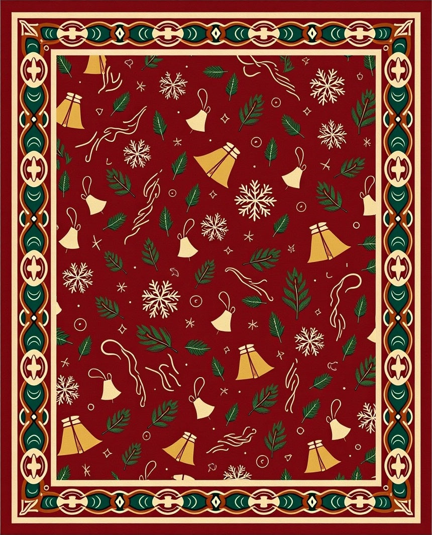 Crimson Snowflakes Bells Foliage Border Rug