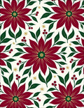 Crimson Poinsettia Green Leaf Berry Rug