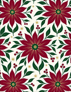 Crimson Poinsettia Green Leaf Berry Rug