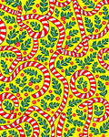 Red White Swirl Candy Cane Foliage Rug