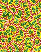 Red White Swirl Candy Cane Foliage Rug