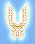 Cream White Feathered Wings on Blue Rug