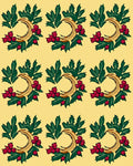 Golden Crescent Holly Berry Wreath Rug