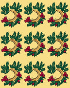 Golden Crescent Holly Berry Wreath Rug