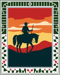 Rider Horse Sunset Landscape Border Rug