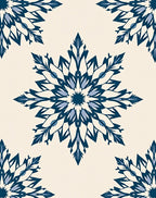 Deep Blue Floral Medallion Cream Rug