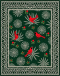 Red Cardinal Emerald Botanical Border Rug