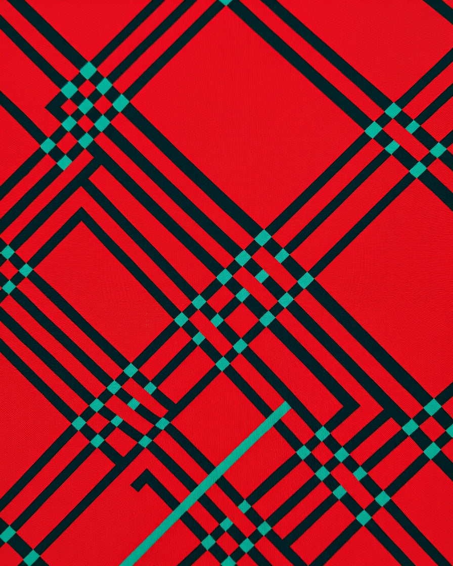 Crimson Teal Plaid Lines Rug