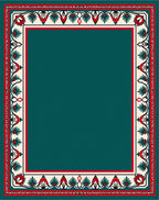 Deep Teal Traditional Floral Border Rug