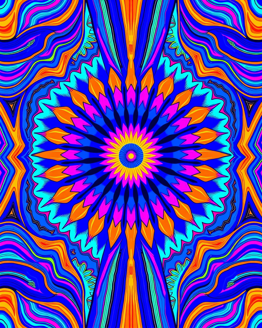 Vibrant Blue Mandala Swirl Rug