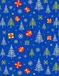 Blue Christmas Trees and Gifts Snowflakes Rug