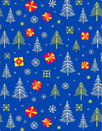 Blue Christmas Trees and Gifts Snowflakes Rug