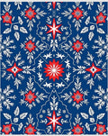 Red White Blue Star Floral Medallion Rug