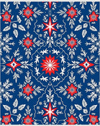 Red White Blue Star Floral Medallion Rug