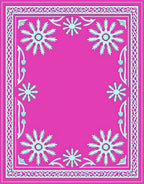 Fuchsia Floral Medallion Lattice Frame Rug