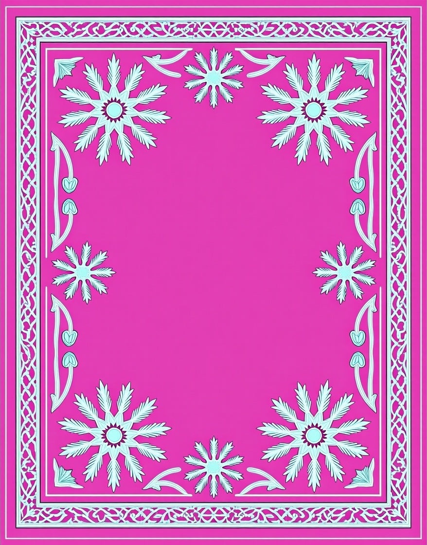 Fuchsia Floral Medallion Lattice Frame Rug
