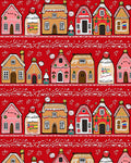 Sweet Gingerbread Village Holiday Red Rug