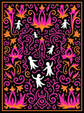 Whimsical Pink Orange Figures Swirl Rug