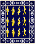 Yellow Soldiers Navy Blue Border Rug