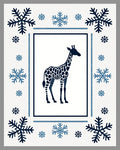 Navy Giraffe Snowflakes Frame Rug