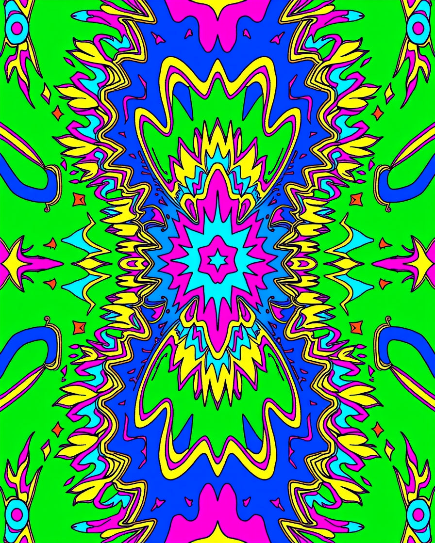 Vibrant Neon Psychedelic Burst Rug