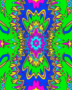 Vibrant Neon Psychedelic Burst Rug