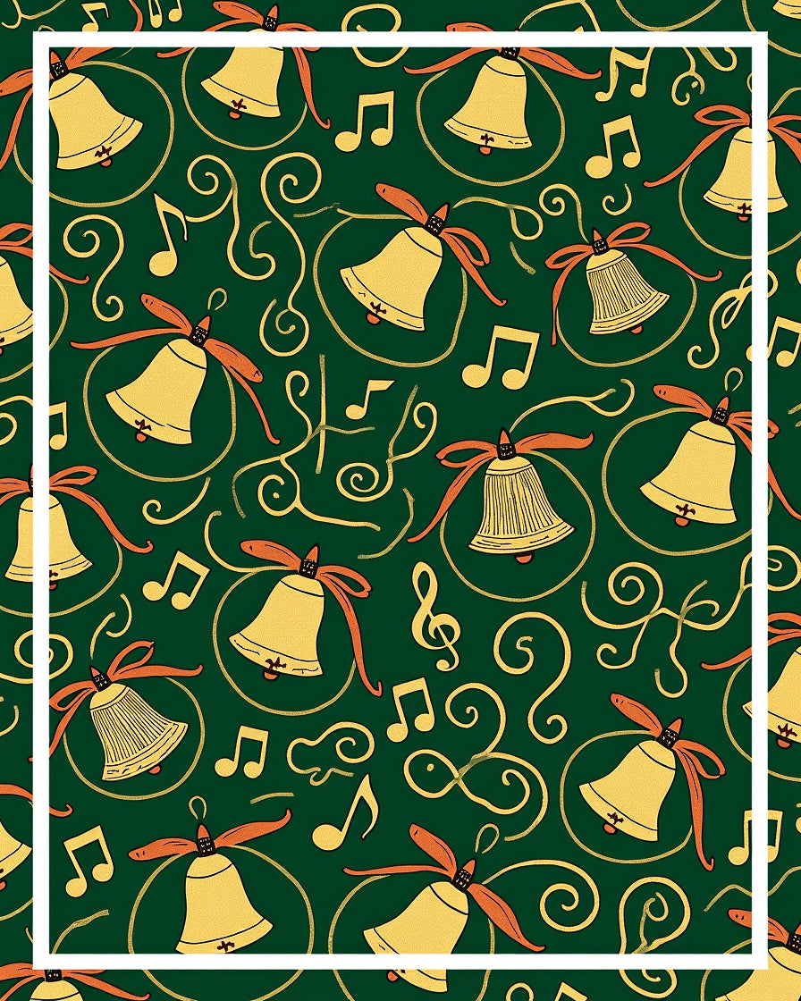 Golden Bells Musical Swirls Green Rug