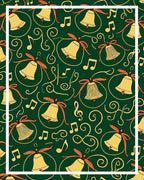 Golden Bells Musical Swirls Green Rug