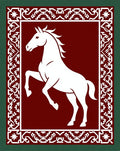 Crimson White Horse Floral Border Rug