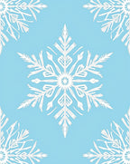 White Snowflake Blue Winter Repeat Rug