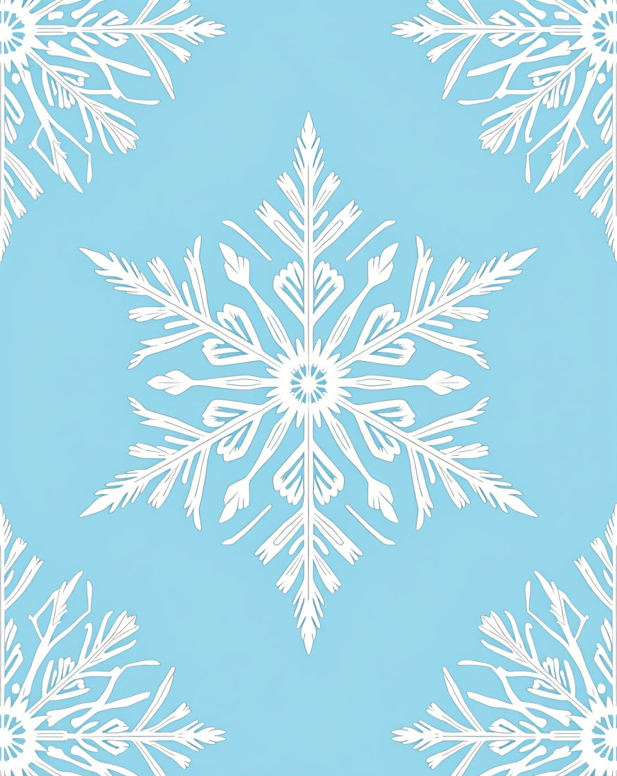 White Snowflake Blue Winter Repeat Rug