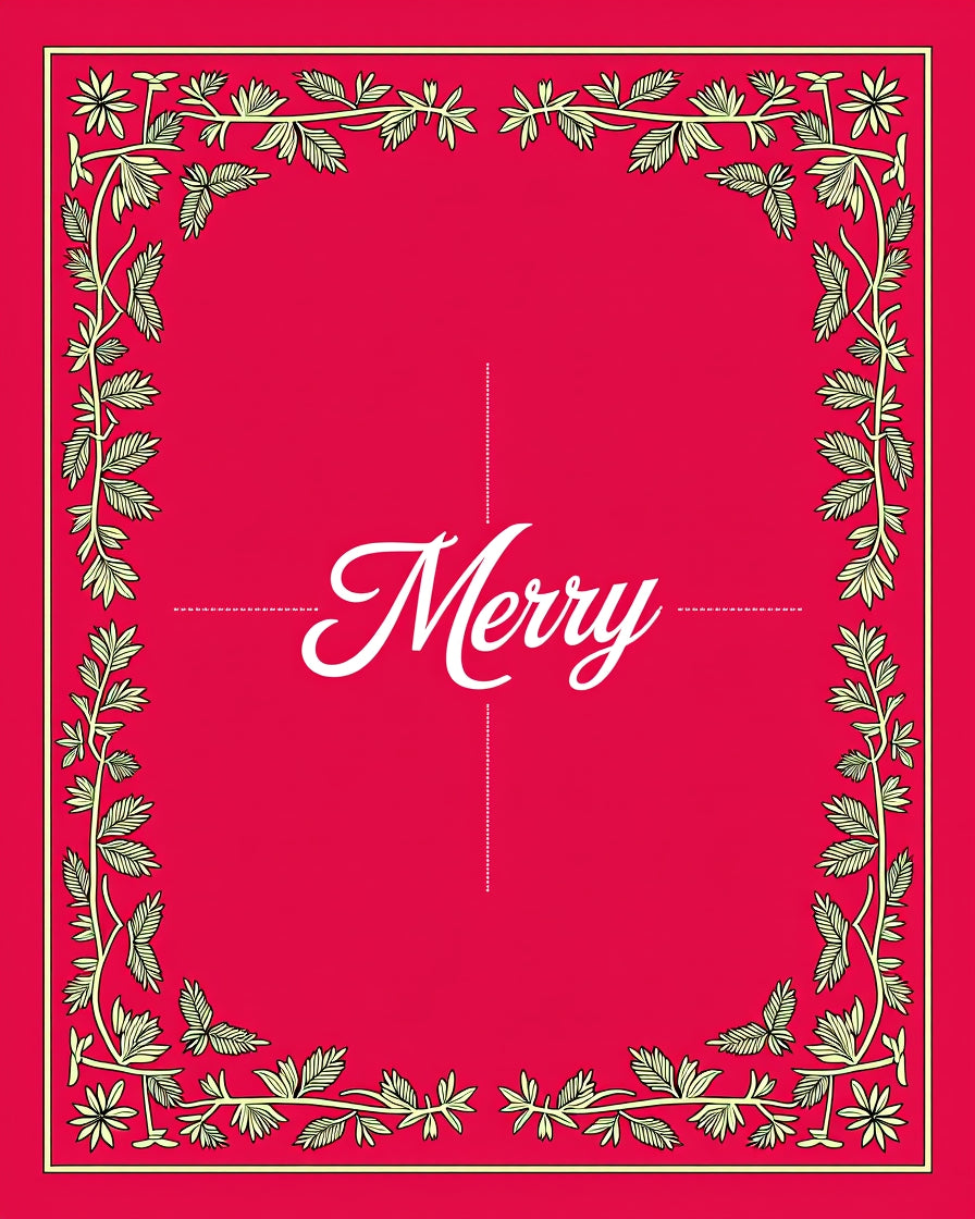 Red Floral Vine Border Christmas Rug