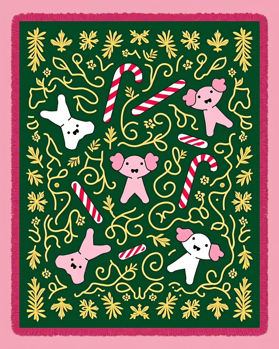 Green Whimsical Candy Cane Koala Rug